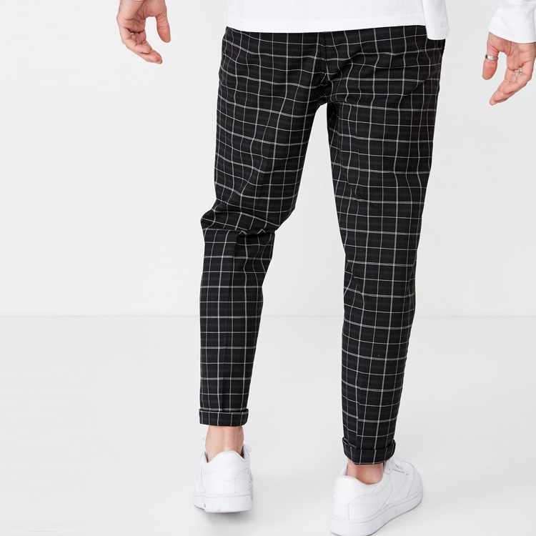 Semi Woll pantalones a cuadros para hombre pantalones tartan