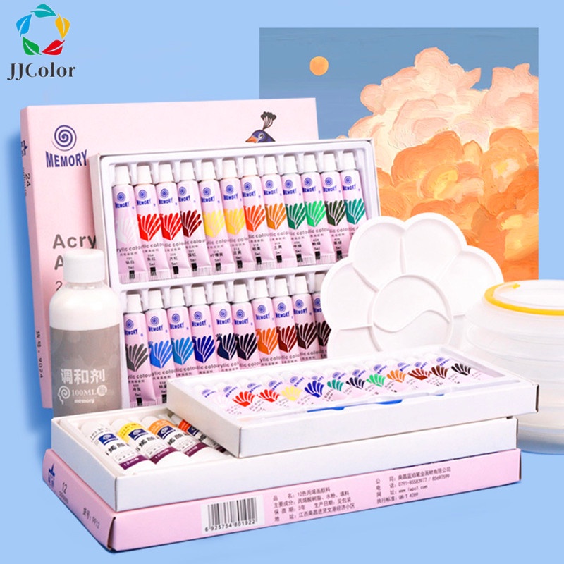 12/24 Colores Impermeable Acrílico Kit De Pintura Acrílica 5ml Tubo Dibujo  Conjunto Para Niños Y Adultos Suministros De Arte