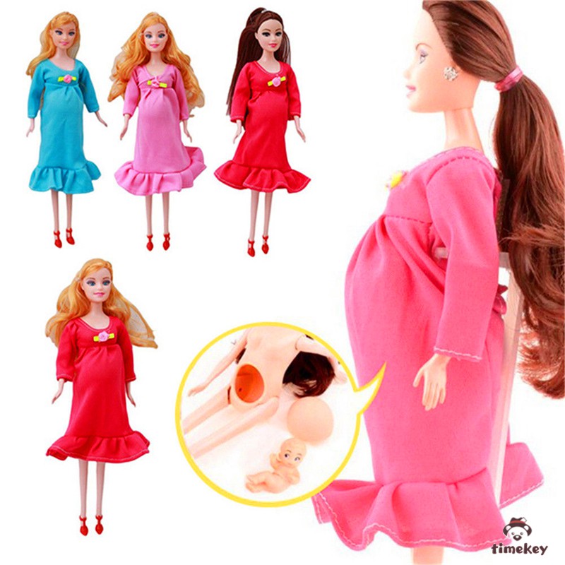 Feliz Familia Embarazada Muñeca Mamá Bebé En Su Barriga Para Barbie Muñecas  Juguetes