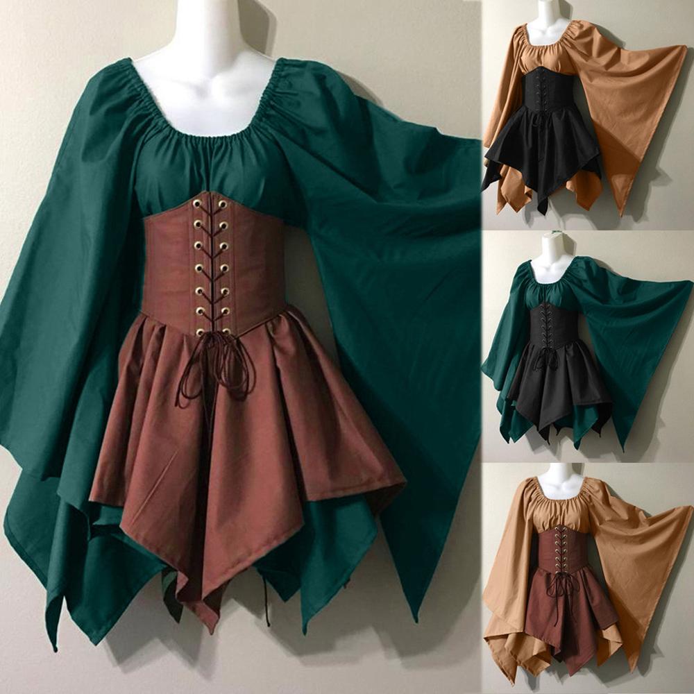 Vestido De Princesa Celta Para Mujeres Adultas Elfo Medieval Elven S-5XL  Disfraz Encaje Cintura Cincher Corsé Conjunto Vestidos Irregulares | Shopee  México