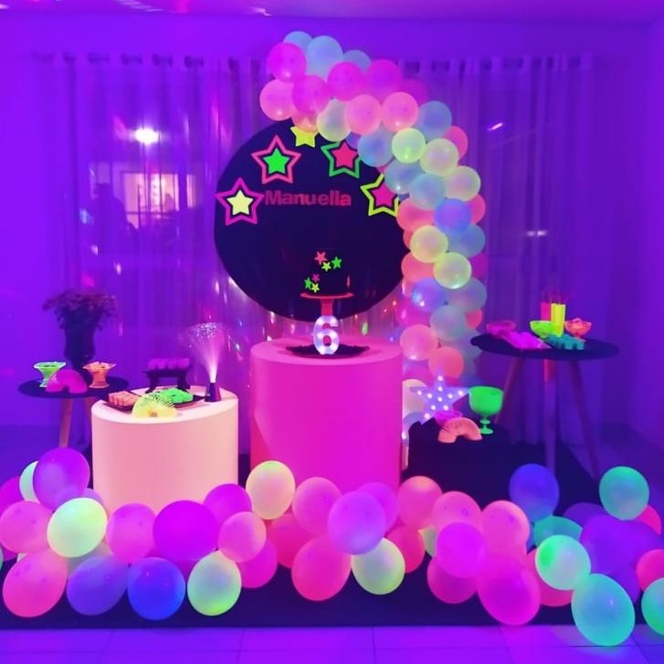 10 Pzs Globo Luminoso De Neón De 12 Pulgadas Para Fiesta De Cumpleaños  Noche Con Estampado Fluorescente Decoración De Globos