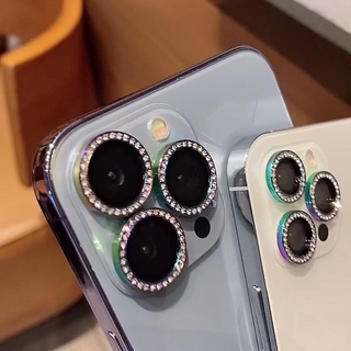 Protector de lente de cámara de diamante para iPhone 13 Pro Max,12 Mini /  11 Pro series HD claro vidrio templado protección de pantalla de aleación  de ajuste completo
