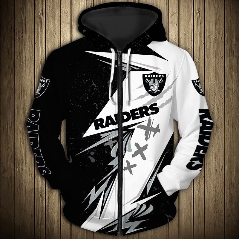 Moda Deportiva Las Vegas Diseno De Costura Para Hombre Flores Grises Negro Impreso Raiders Sudadera Con Cremallera