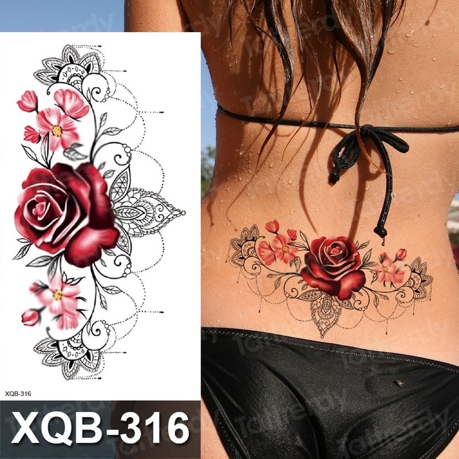 Impermeable Temporal Tatuaje Pegatina Rosa Flor Roja Joyería Flash Falso  Transferencia De Agua Sexy Vientre Cuerpo Tatto Para Mujer Hombre Popular |  Shopee México