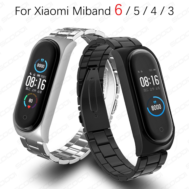 MIJOBS Correa de Metal para Xiaomi Band 6 Pulsera Miband 5/4/3 Correas de  Reloj Miband 6 Correa de Acero Inoxidable Pulsera de Repuesto Compatibles  con Xiaomi Mi Band 6/5/4/3 Correa de Metal 