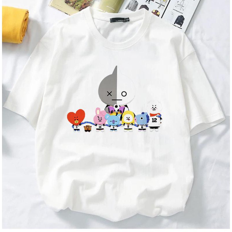 BTS BT21 Coreano Impreso Grafico Manga Corta Camiseta Moda Oversize Pareja Talla Grande Unisex Tee Ropa Para Hombres JLYY Shopee Mexico