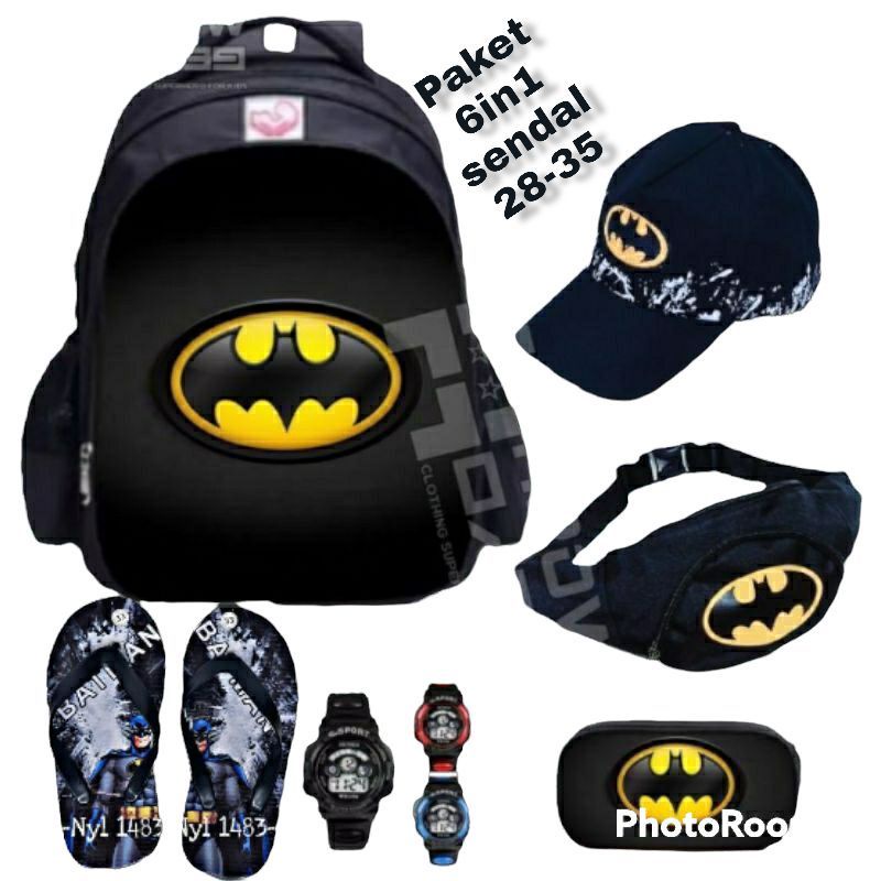 6 En 1 Paquete De Mochila Para Ninos De La Escuela Primaria Batman Personaje De Superheroe Shopee Mexico