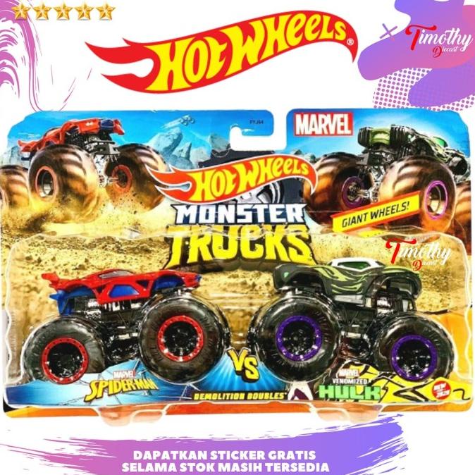 Hot Wheels Monster Trucks Camión Doble Spiderman Vs Venomized Hulk Shopee México