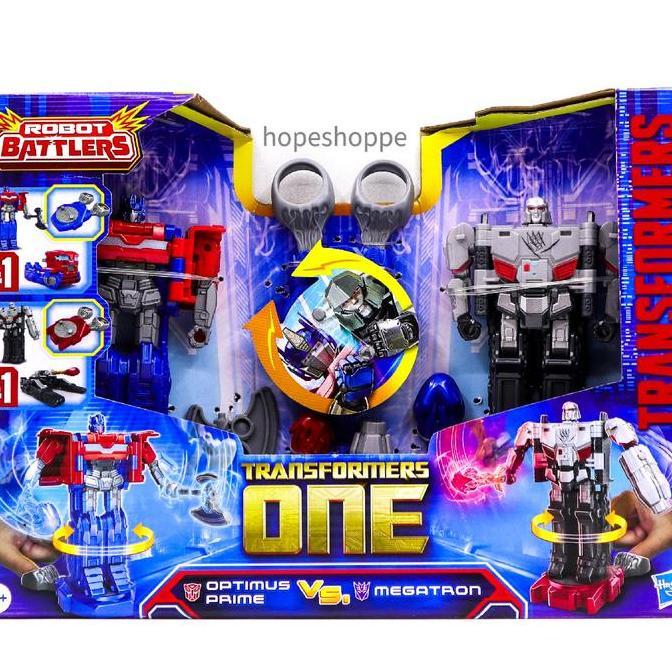 Pack Transformers One Robot Battlers – Optimus Prime Et Megatron – Figurines 11 Cm Convertibles – Bases De Combat Avec Leviers – Accessoires Energon – Dès 6 Ans