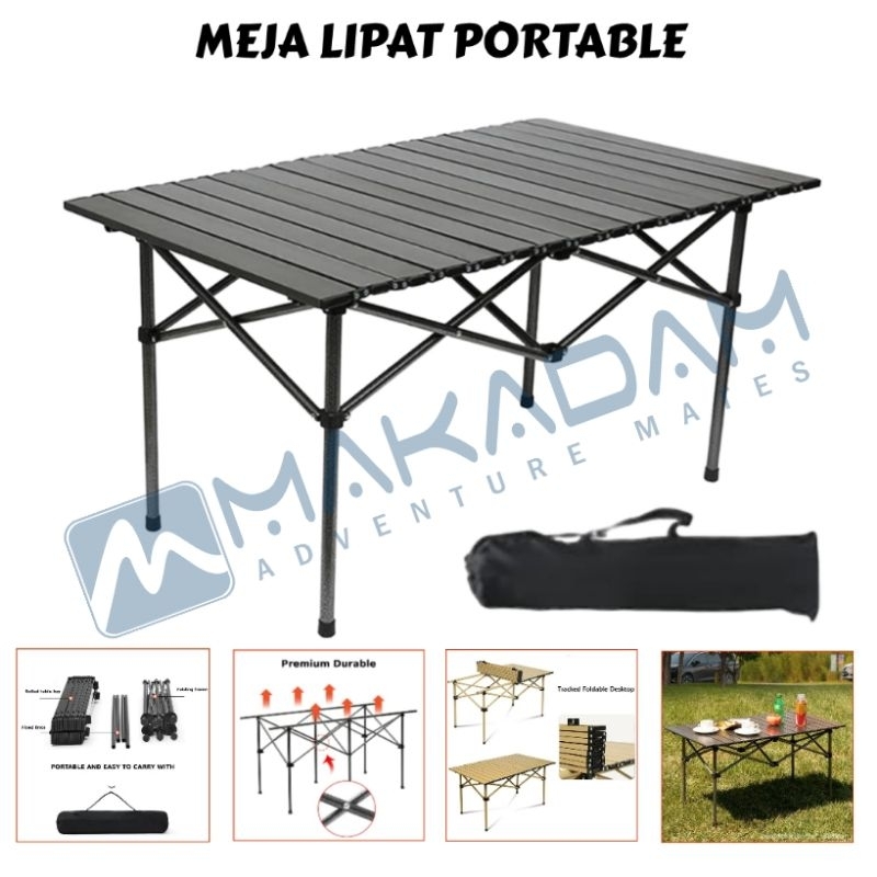 Mesa plegable de madera para acampar, mesa de picnic plegable portátil al  aire libre, mesa de madera en rollo de pastel en una bolsa para picnic