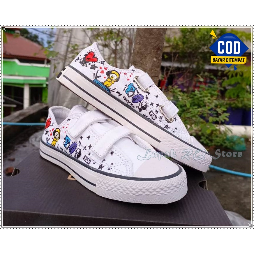 All Star Kids Converse Velcro Zapatos De Personaje Bts Shopee