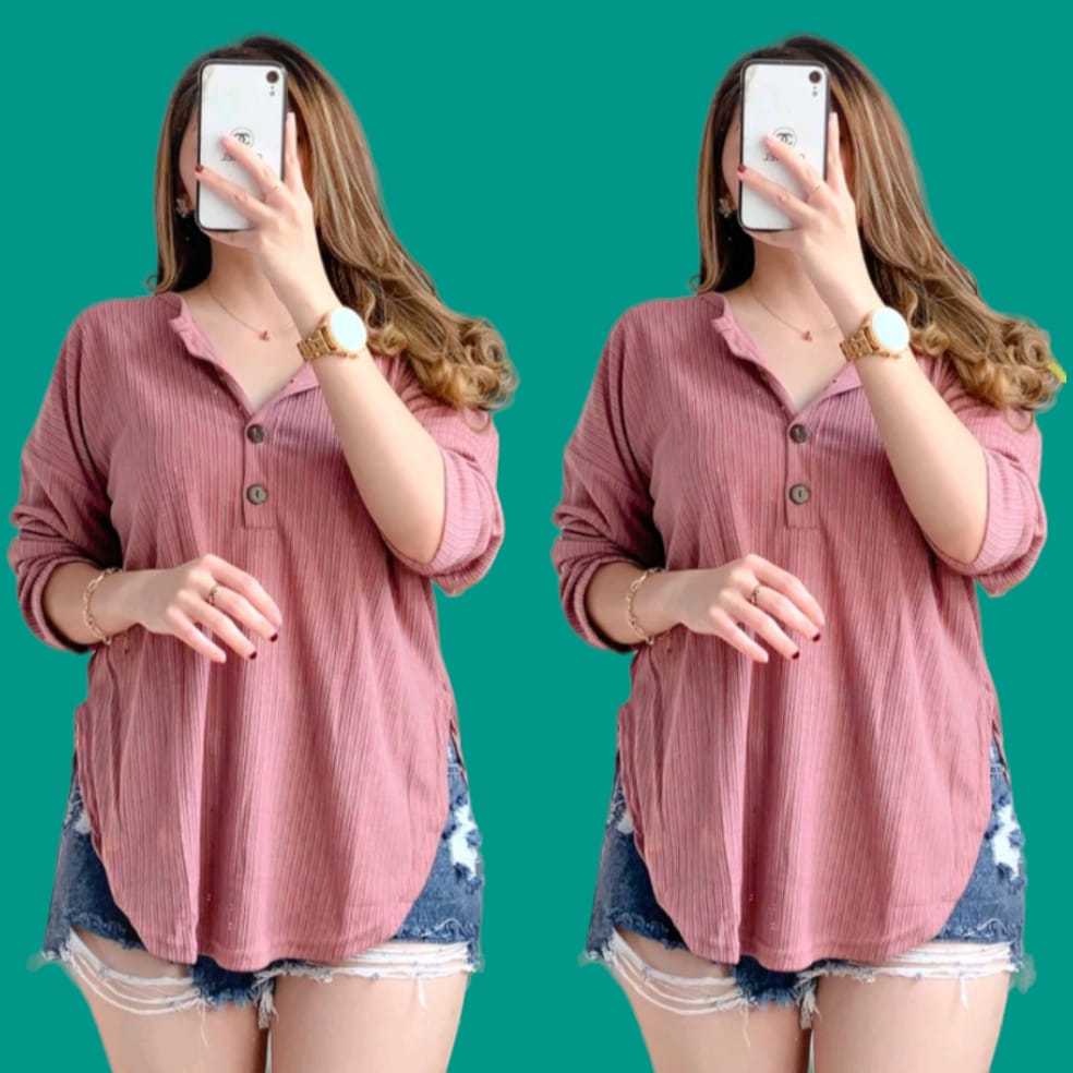 Blusa De Punto De Manga Larga Para Mujer Basica Con Botones Shopee Mexico