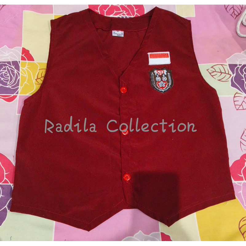 MERAH Escuela Primaria Chaleco Rojo Uniforme Tela De Tejido