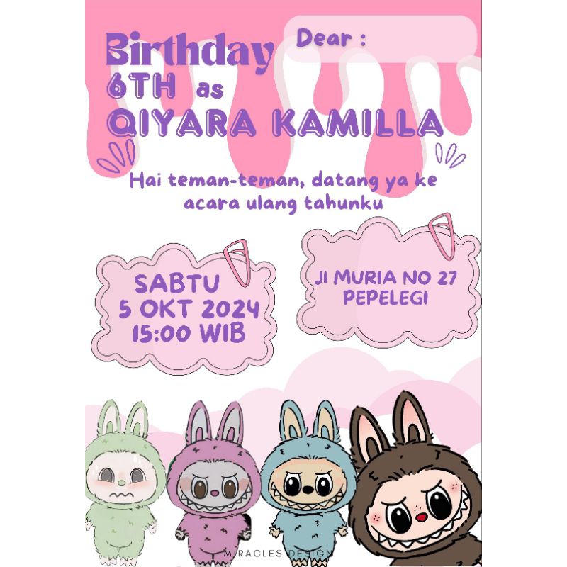 Invitación De Cumpleaños Para Niños Con Temática De Labubu | Shopee México