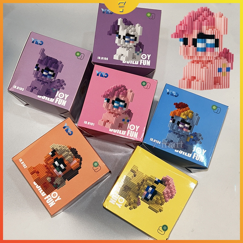 Bloques de construcción de dibujos animados, juegos de bloques de construcción en 3D, juguete de rompecabezas de bolsillo mini monstruos, kit de regalos para adultos y niños