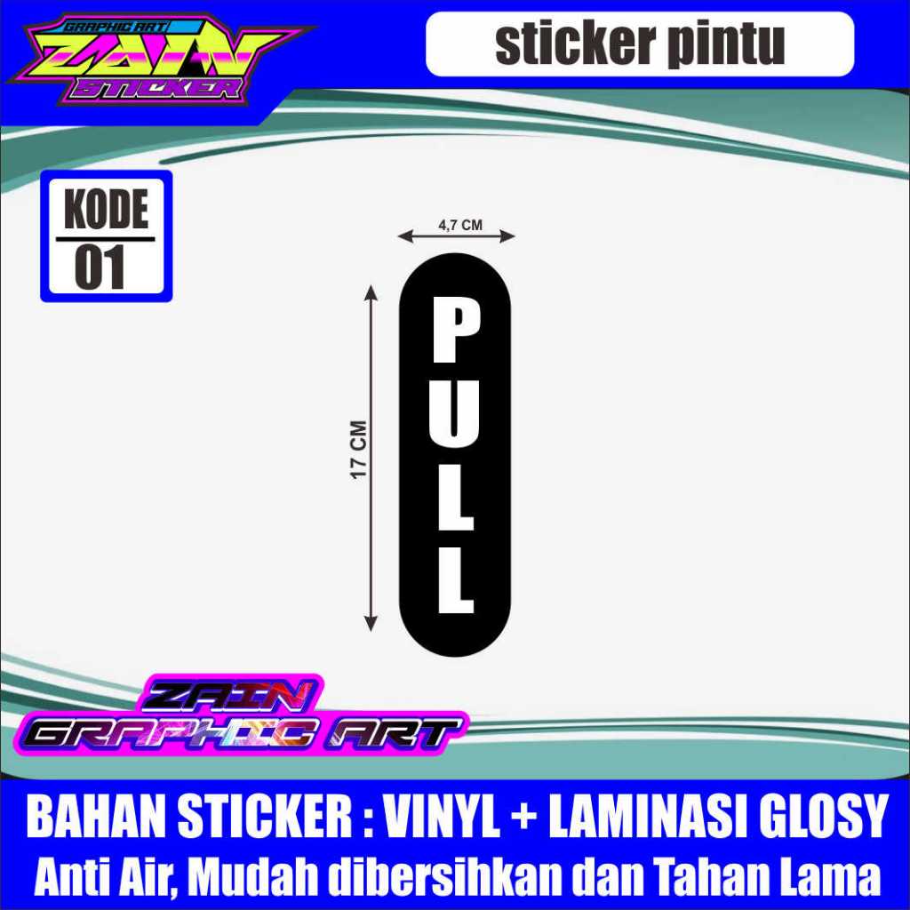 Adhesivo De Vinilo Laminado PUSH PULL (Precio 1 Unidad) | Shopee México