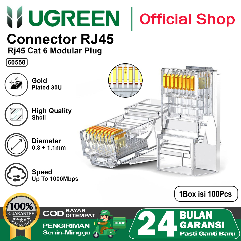 Ugreen RJ45 Conector UTP LAN Cabeza De Cable De Cobre Completo Enchufe ...
