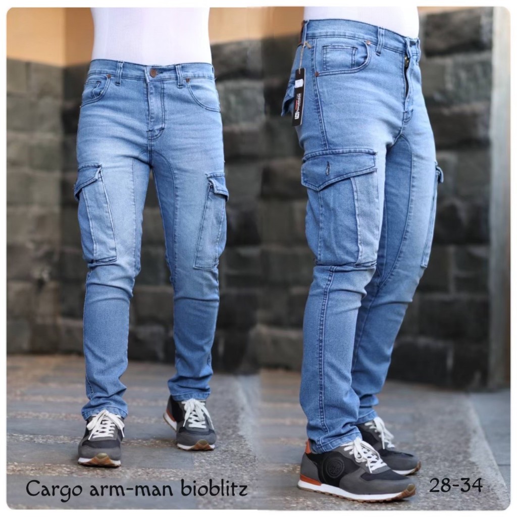 Pantalones Vaqueros Cargo Para Hombre Slimfit Premium Streets O Bolsillo Lateral Elastico Izquierdo Derecho Ancho Shopee Mexico