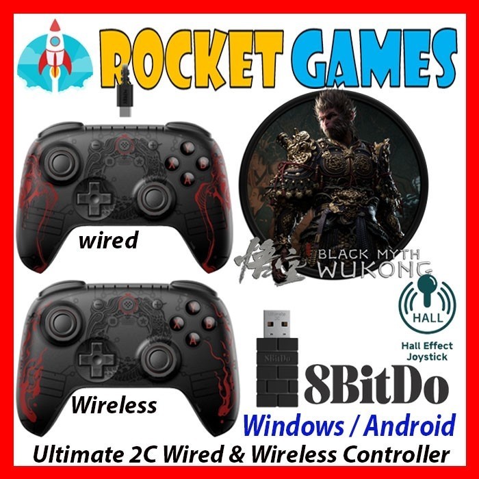 8bitdo Ultimate 2C Controlador Con Cable/Inalámbrico Mito Negro Wukong ...