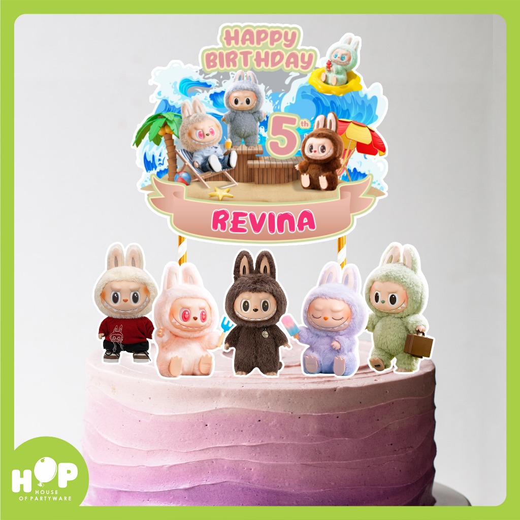 Labubu Cumpleaños Cake Topper Nombre De Edad Personalizado/Feliz ...