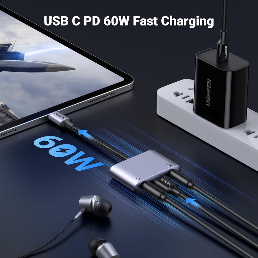 Ugreen Splitter DAC Tipo C A Doble Jack 3.5mm Adaptador De Audio 3 En 1 ...
