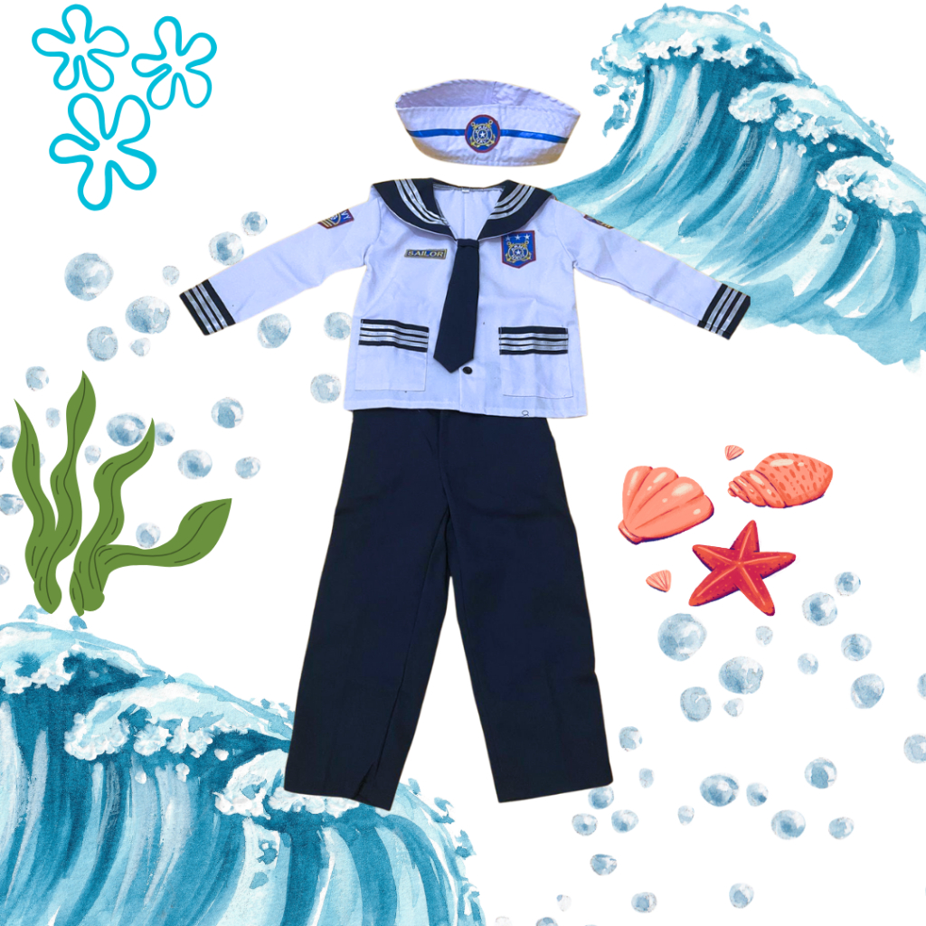 Pack De 2 Disfraces De Capitán Marinero – Sombrero De Rayas Azul Y Blanco + Pañuelo De Satén, Talla única Para Adultos Y Adolescentes