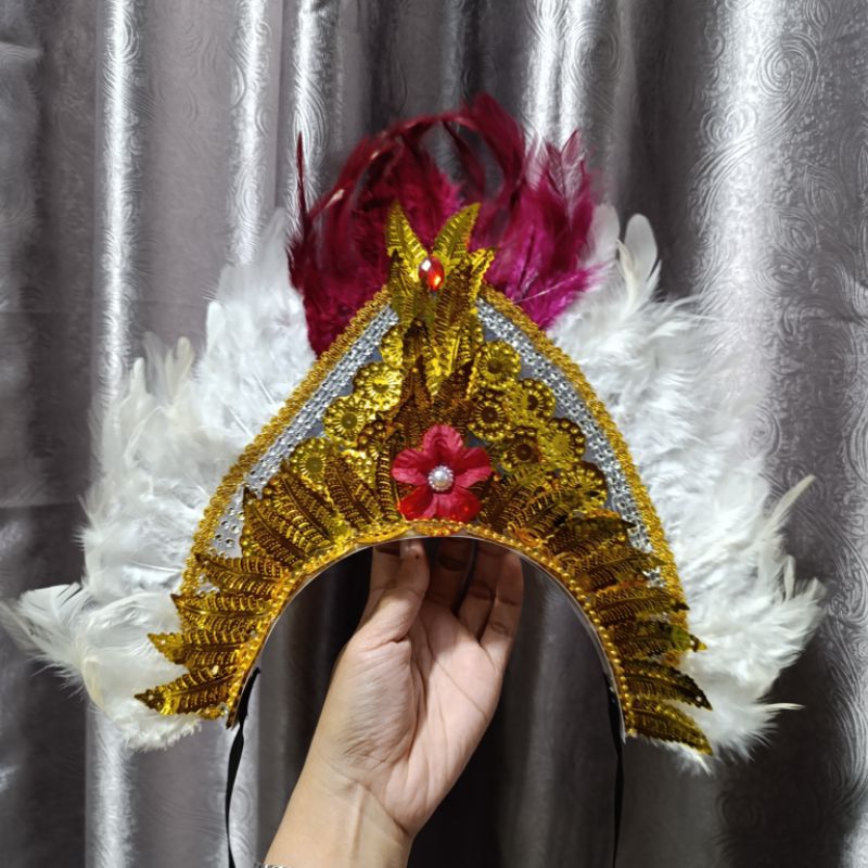 Corona Triangular De Baile Con Plumas Tradicionales De 2 Colores/Tocado ...