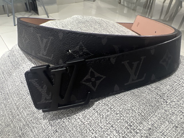 Louis Vuitton LV Cinturón De Cuero Genuino Hombre Y Mujer-Monigrama Negro