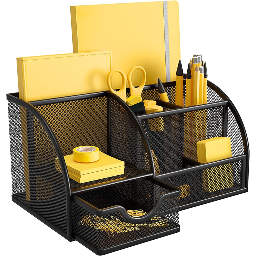 Portalápices para escritorio, portalápices de 5 compartimentos para  escritorio y pared, organizador de bolígrafos de plástico multiusos para  estudio