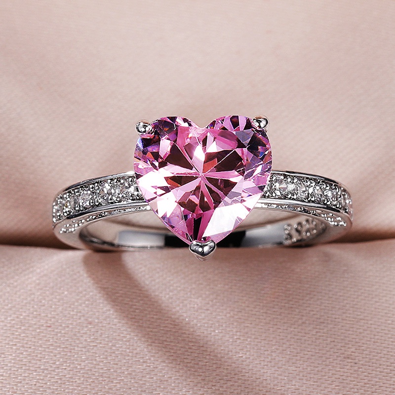 Hermanas Brillantes Anillo De Circ n De Diamante Rosa Con