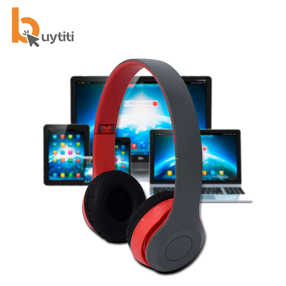 BUYTITI Aud fonos Bluetooth diadema con entrada micro SD P47