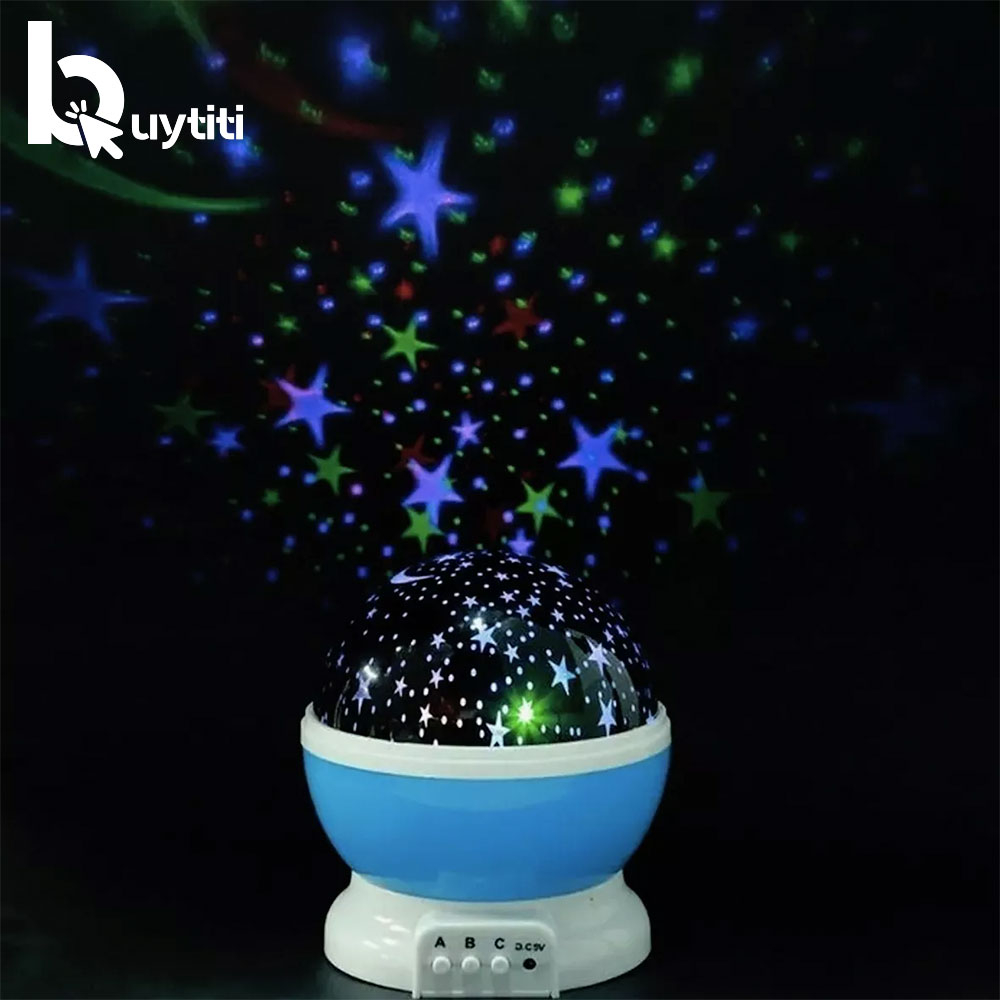 Lámpara giratoria con proyección de estrellas y luna para decoración 3
