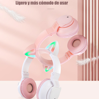 Auriculares inalámbricos con luz de Flash, Audífonos Bluetooth para niños,  bonitos auriculares para juegos de música