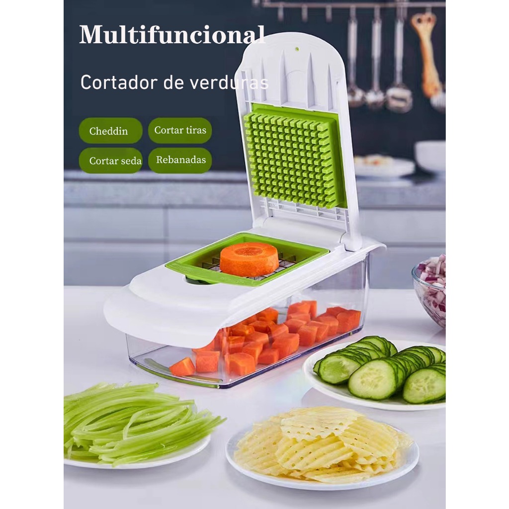Cortador de Verduras y Frutas Multifuncional Picador - 15 En 1 Picadora de  Verduras con 7Pcs Cuchillas