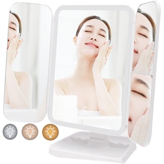 Espejo de maquillaje con luz LED para escritorio, luz de relleno para  mujeres, espejo de tocador pequeño y portátil para dormitorio