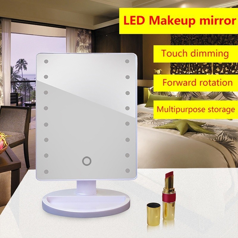 Espejo de mesa plegable de doble cara – Espejo de aumento iluminado  recargable 10 X y 1X, luz de 3 colores – Mango plegable ajustable para