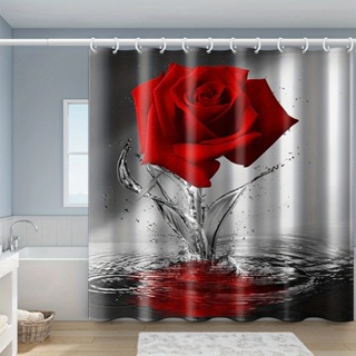 1 juego de cortina de ducha de PEVA impermeable para baño con ganchos,  bañera de baño con personalidad, estampado de vid de flores blancas,  cortinas a