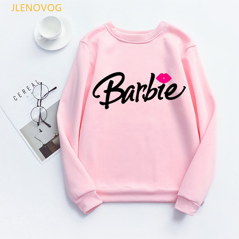 Sudadera De Mujer Con Estampado De Barbie Top Rosa Para Oto o Ropa De Invierno Terciopelo Exterior Encantadoras