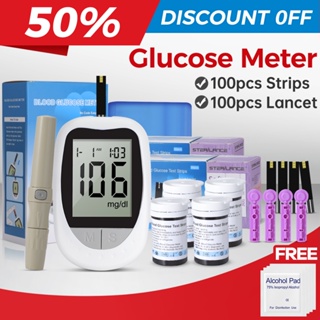 Glucometro medidor de glucosa en sangre, diabetes con 50/100 tiras y  lancetas