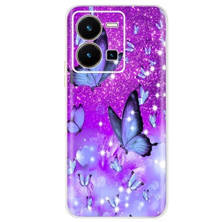 Funda Gel Tacto Silicona Lila Cámara 3D Vivo Y22S / Y35