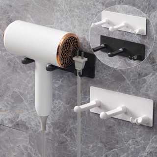 Soporte para secador de pelo de aluminio, práctico estante para colgar en  la pared, organizador de almacenamiento con gancho para enchufe, accesorios