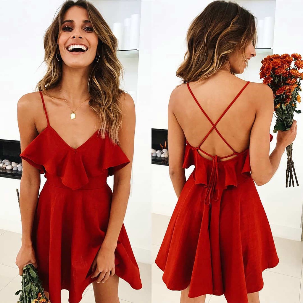 vestidos rojos cortos Shopee México
