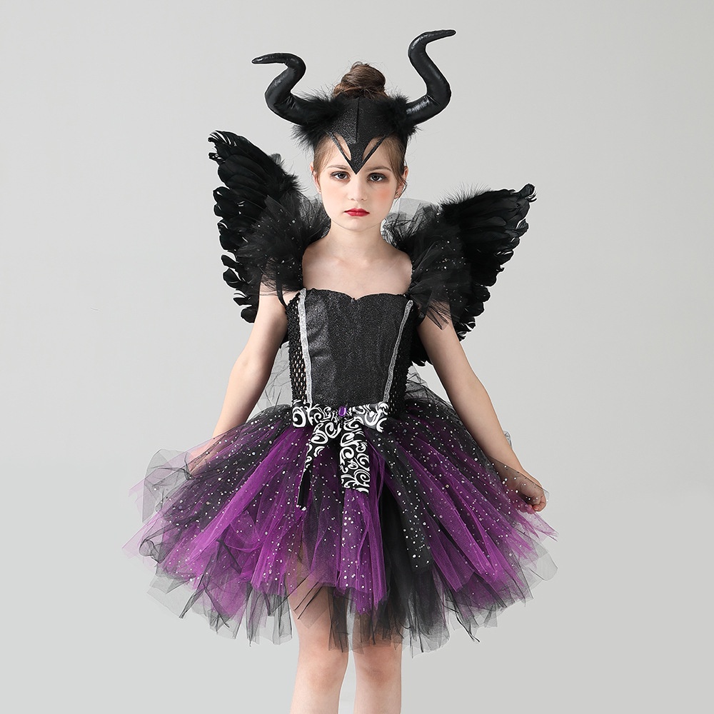 Disfraz De Halloween Para Niños Niñas Bruja Maléfica tutu cosplay Vestido  Ropa | Shopee México