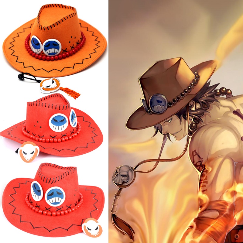 One Piece Portgas D Ace Hats Anime Cosplay Cowboy Cap for Kids Adult