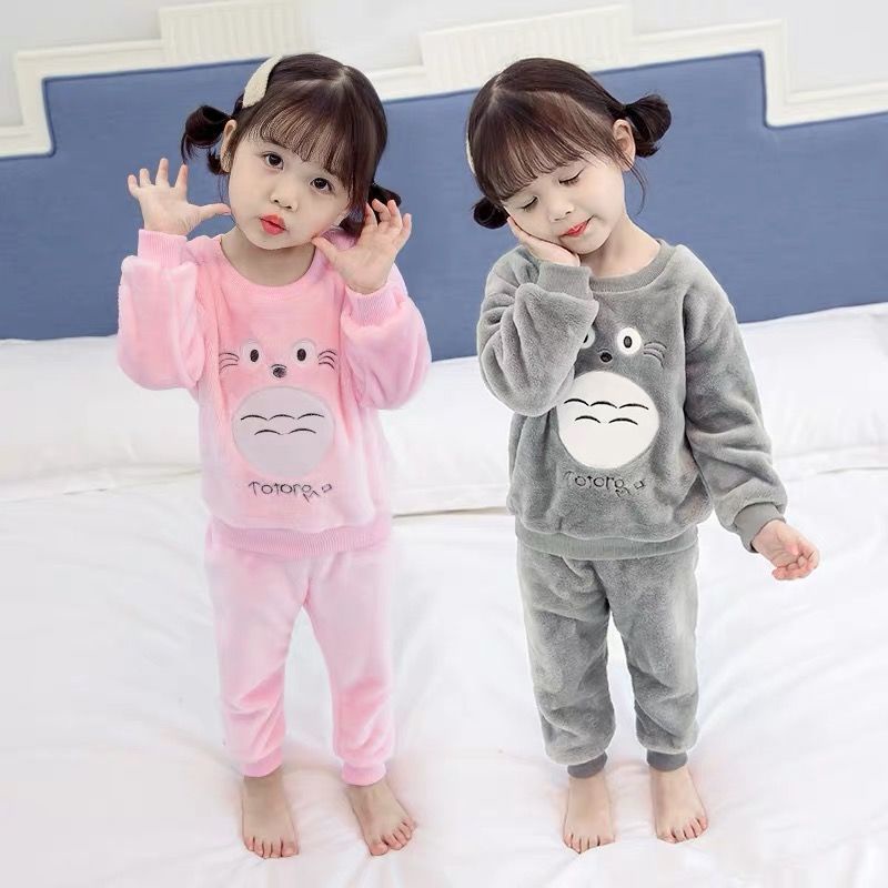 De invierno para niños Pijamas de franela ropa de noche Niñas Niños Pijama  polar de coral de los niños pijamas de niños 3-13T ropa ropa de dormir /