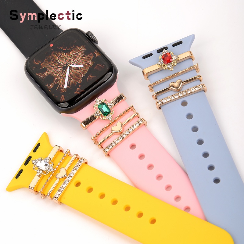 Anillo Decorativo De Metal Rubies Diamante Turquesa Para Apple Watch Band Adorno Correa De Reloj Inteligente Accesorios Para Pulsera iwatch Shopee Mexico