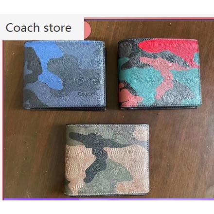 Coach Cartera Corta De Camuflaje Para Hombres Monedero Plegable De