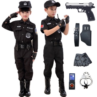 Disfraz de oficial de policía de Halloween de 12 piezas para niños,  policía, cosplay, uniforme, con accesorios de equipo