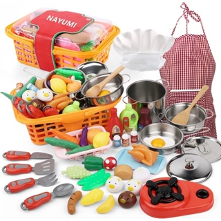  Play Kitchen - Juego de cocina de madera para niños pequeños y  grandes - Mini juguete de simulación para niños y niñas con estufa de cocina,  horno, ollas, sartenes, teléfono, microondas