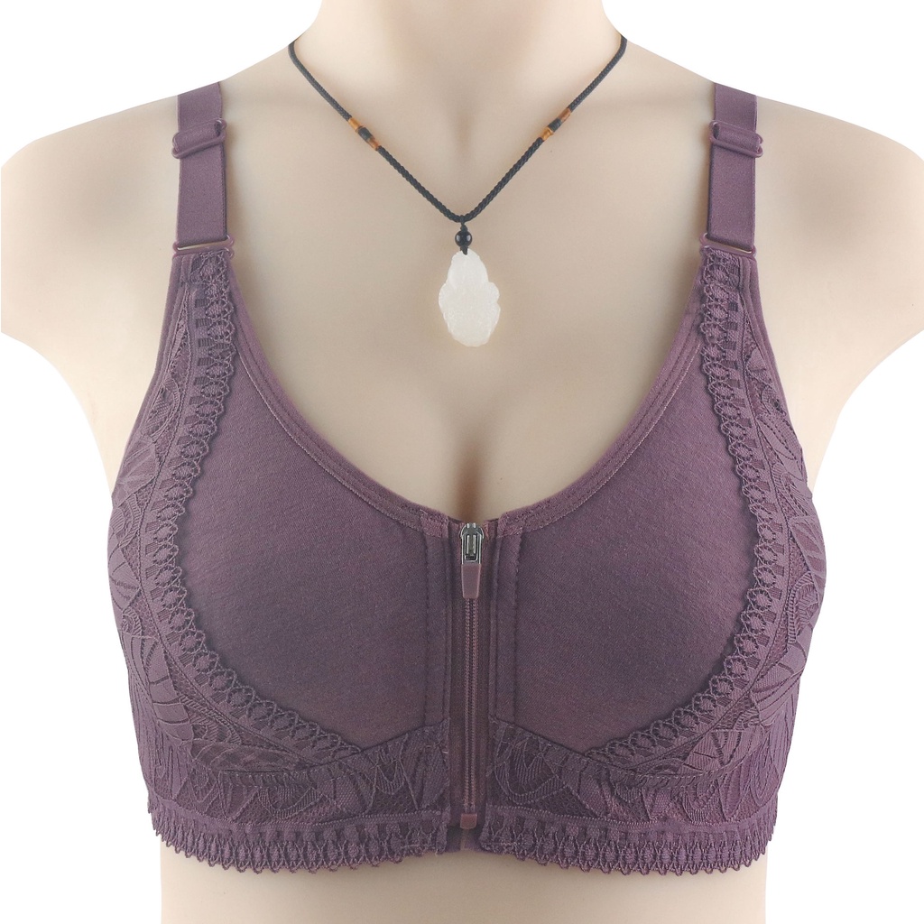 thumbnail image 1 of Talla 36-52 Nueva Taza De Algodón Suave Con Cremallera Delantera Ropa Interior Para Mujer Sujetador De Gran Tamaño Sin Aros Ajustables Correas De Hombro, 1 of 5
